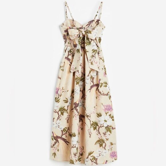 H&M Linen-blend Bow-detail Dress NEW - Picture 6 of 7